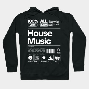 HOUSE MUSIC - Product Label (white) Hoodie